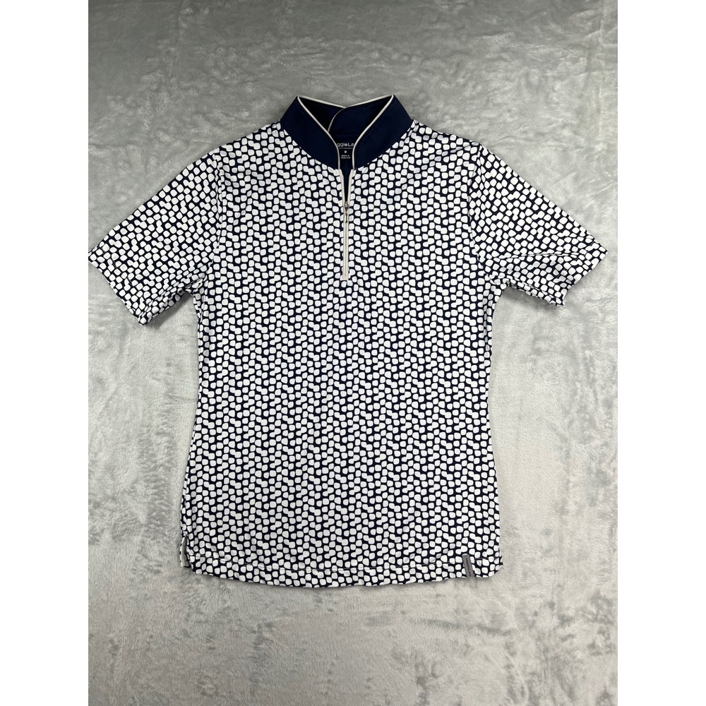 Maggie‎ Lane Womens Navy White Pebble Print Quarter Zip Golf Polo Shirt M